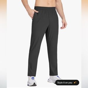 baleaf Men's Running Pants Elastic Waist Lightweight Pants with Zipper Pockets